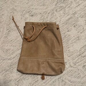 Tan Leather Drawstring Pouch
